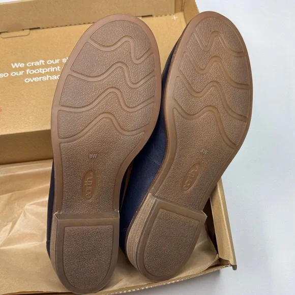 Earth Women's Edna Flat Slip-On Wide Width Loafers- Dark Blue- Size 8W - Picture 9 of 11